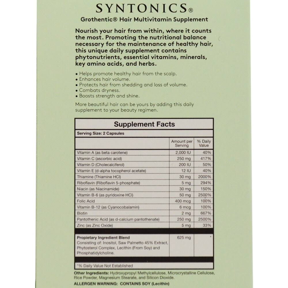 Syntonics Grothentic Hair Multivitamin Supplement (60 Capsules)